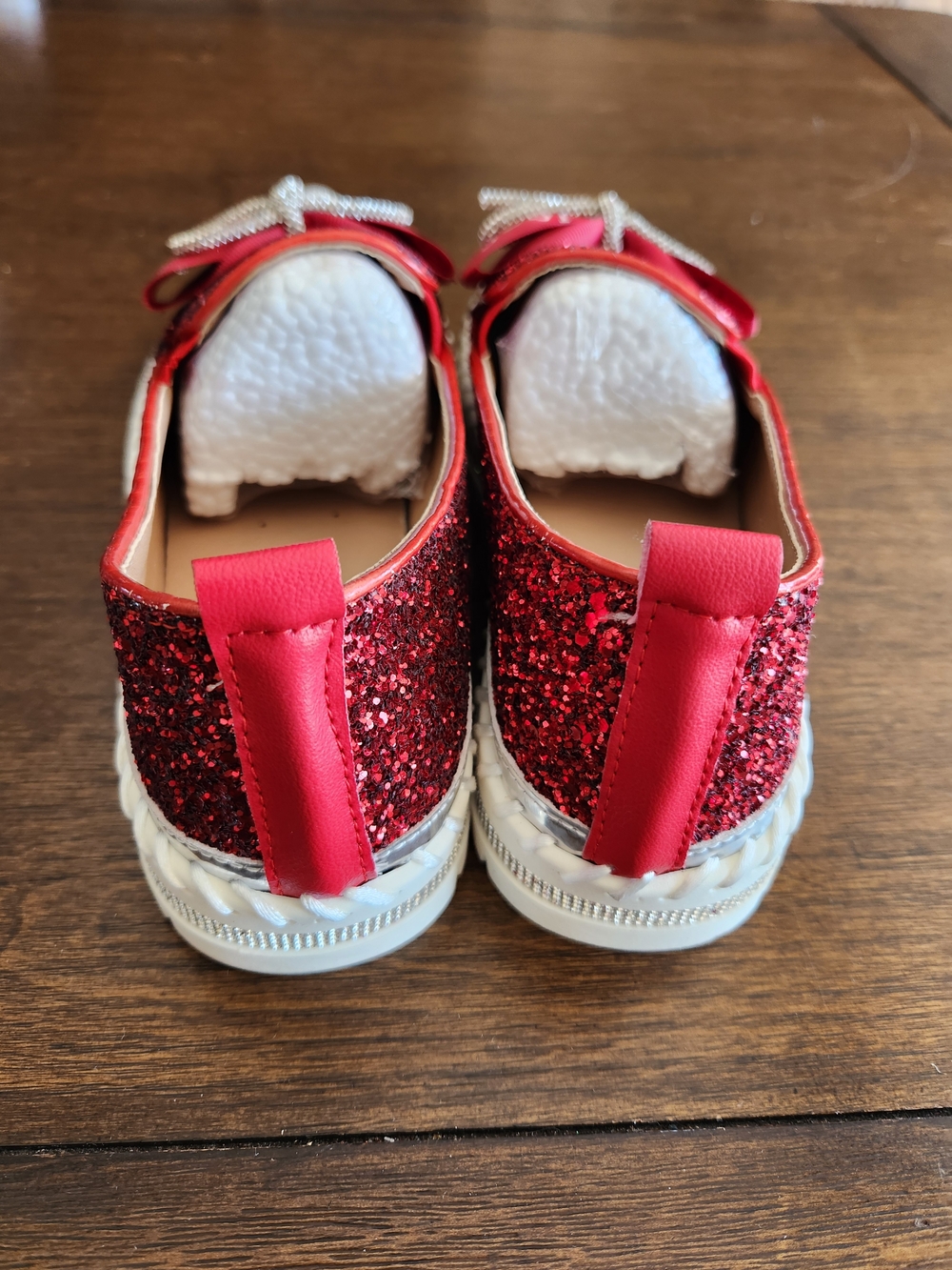 Women's Red Glitter & Rhinestone Slip-On Loafers Just For You Size 38.5(7.5) NEW - Picture 6 of 7